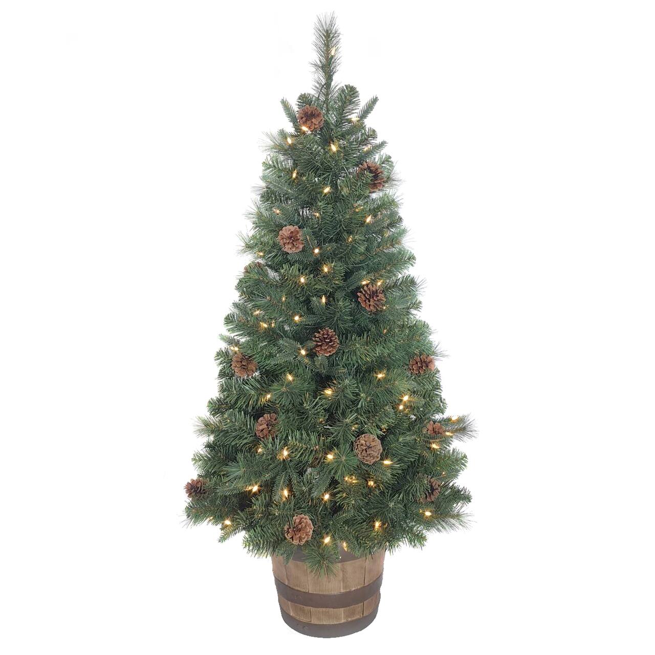 4ft. Pre-Lit Artificial Christmas Tree in Whiskey Barrel, Soft White LED Lights
